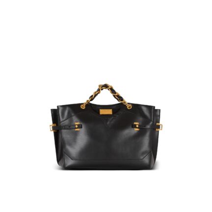 Crewneck calfskin tote bag