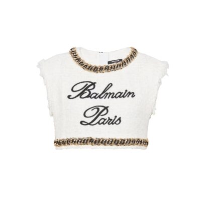 Balmain Signature tweed tank top