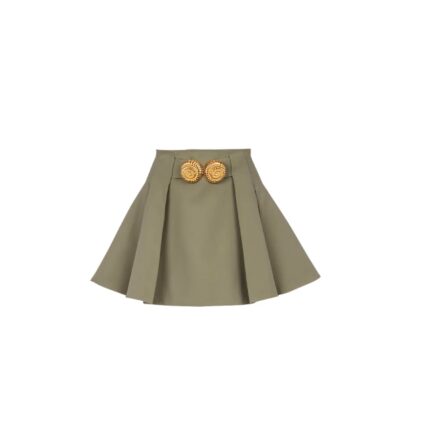 Short pleated skirt in grain de poudre