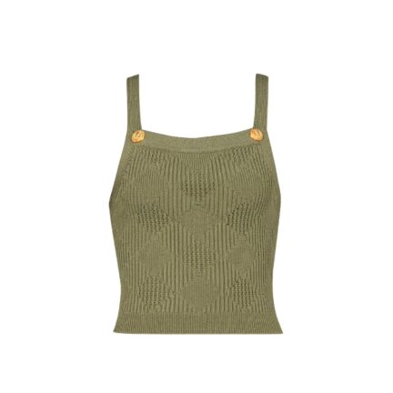 Cropped top in gingham openwork knit