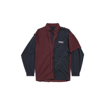Men's Patched Shirt in Red/black