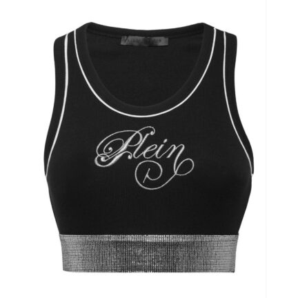 Cropped Tank Top Elastic Strass