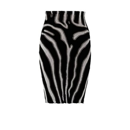 Zebra-print velvet pencil skirt