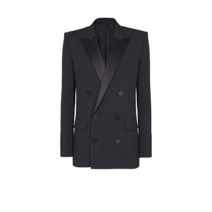 Grain de poudre blazer with satin lapels