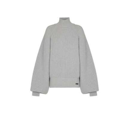High-neck ribbed knit jumper