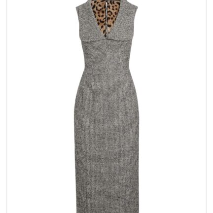 Long dotted wool blend dress