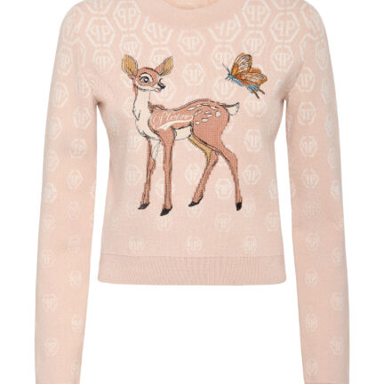 Roundneck Pullover with Fairy Embroidery Monogram