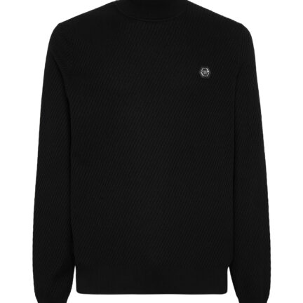 Knited Turtleneck Pullover Wool Silk Blend