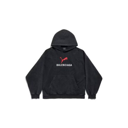 Balenciaga I Puma Hoodie Medium Fit in Black Faded
