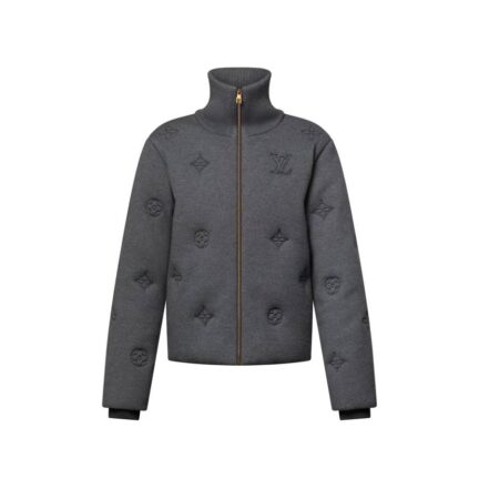 Elegant Monogram Knitted Down Blouson