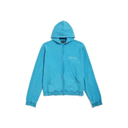 Women's Washed Crayon Political Zip-up Hoodie Regular Fit in Azure