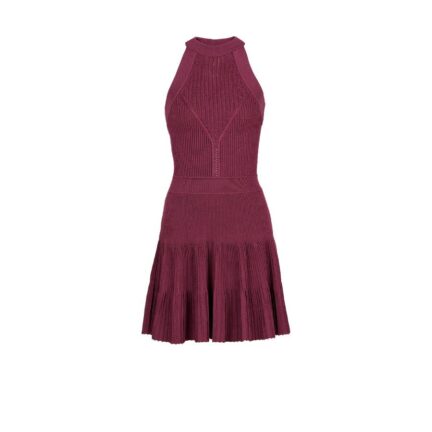 Sleeveless flared dress in openwork knit