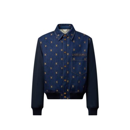 Upcycled Denim Varsity Jacket