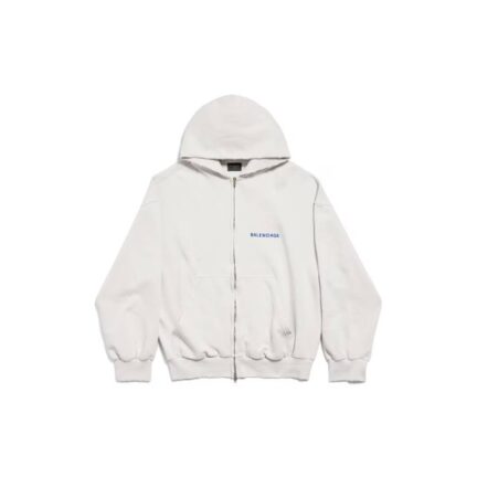 Balenciaga Back Zip-up Hoodie Regular Fit in Dirty White/blue