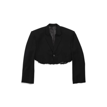 Women's Cut Off Single Breasted Jacket in Black
