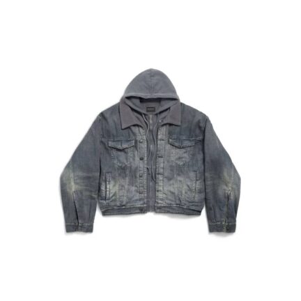 Men's Layered Lined Denim Jacket in Blue