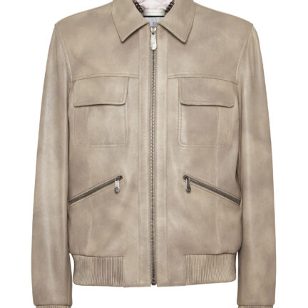 Leather Coster Bomber Jacket LS