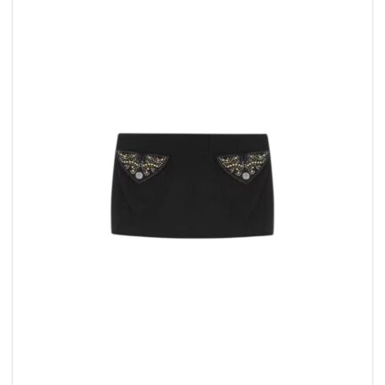 Studded Wool Mini Skirt