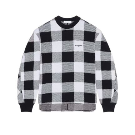 Checked sweater in wool embroidered GIVENCHY Paris
