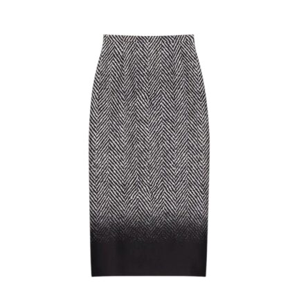 Midi pencil skirt in herringbone mixed wool