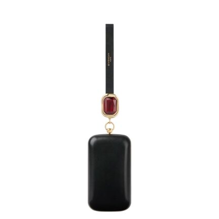 Evening clutch in nappa leather with crystal jewel
