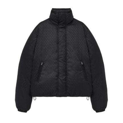 Men's Skull Jacquard Puffer Jacket in Black