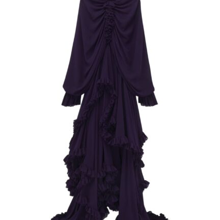 Women's Draped Evening Dress in Violet