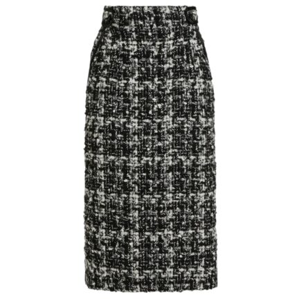 Wool blend check skirt