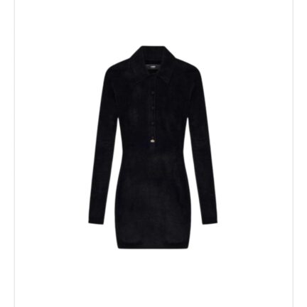 WOMEN'S VELVET LONG SLEEVE BUTTON DOWN DRESS