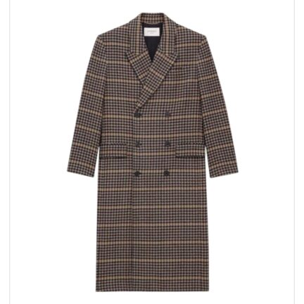 long coat in wool check