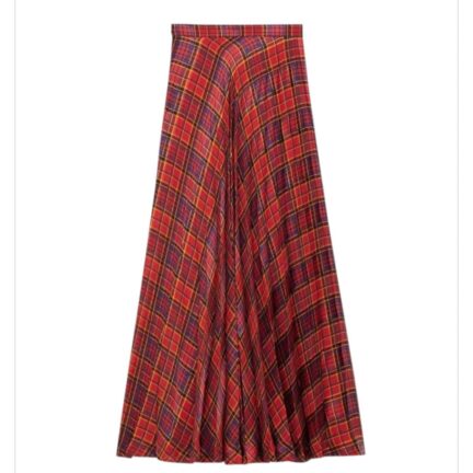 pleated maxi skirt in prince of wales check
