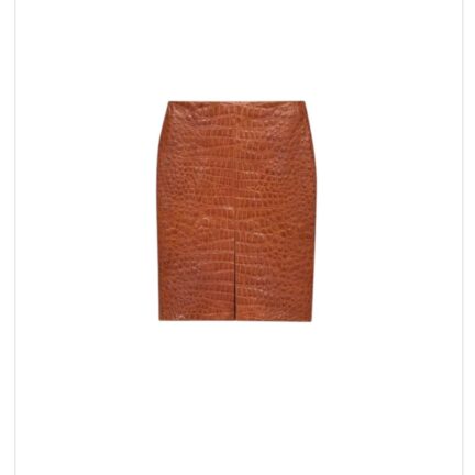 pencil skirt in crocodile-embossed leather