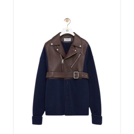 New in  Hybrid cardigan in nappa lambskin and wool