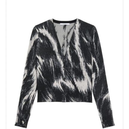 Cropped cardigan in animal jacquard viscose