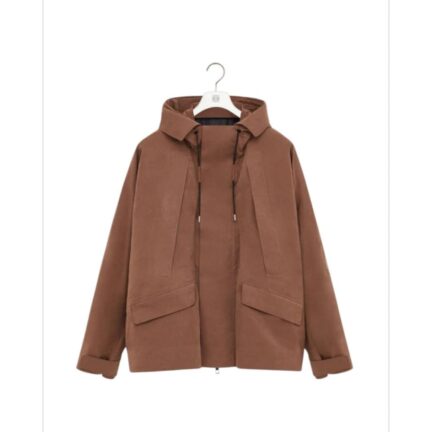 Short parka in technical cotton