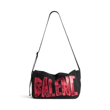 Men's Tape Type Flap Messenger Bag Small in Black/red