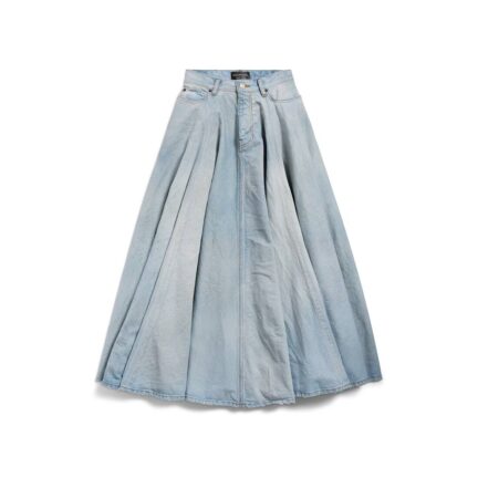 Women's Godet Maxi Skirt in Dirty Light Blue