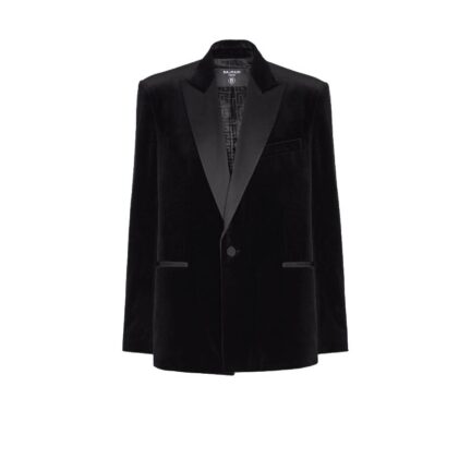 Velvet and satin 1-button blazer