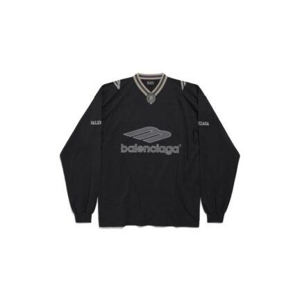 Men's 3b Football Long Sleeve V-neck T-shirt in Black/anthracite