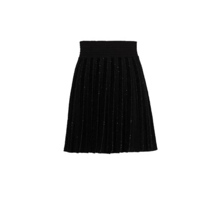Pleated glitter knit skirt