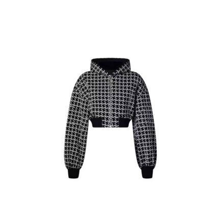 Cropped Honeycomb Jacquard Bomber Jacket