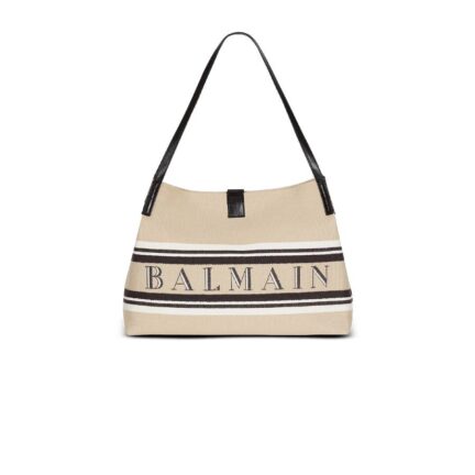 Medium Release Shopper bag in canvas and calfskin