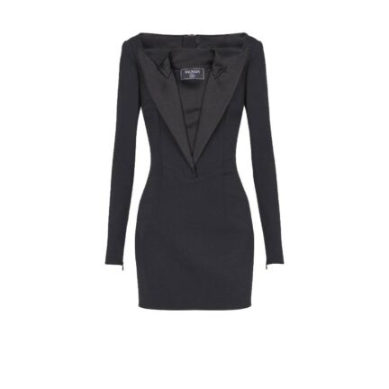 Open neck double-collar tailored mini dress