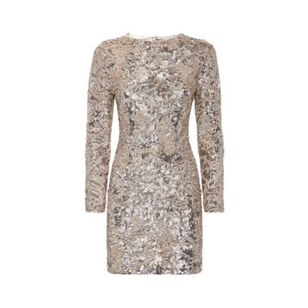 Embroidered Long-Sleeved Mini Dress Crystal Skull