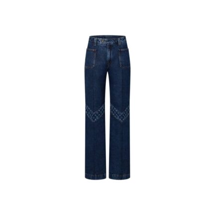 Monogram Accent Raw Denim Jeans
