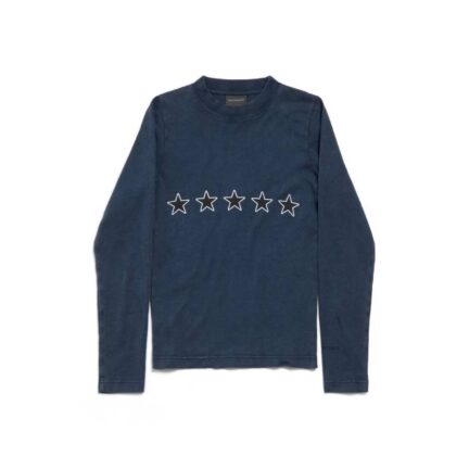 Women's Top Rating Long Sleeve Fitted Top in Washed Navy