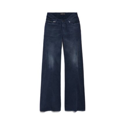 Women's Curved Waist Pants in Navy/dirty Dark Blue