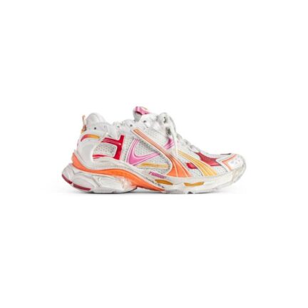 Men's Runner Sneaker in White/orange/pink/red