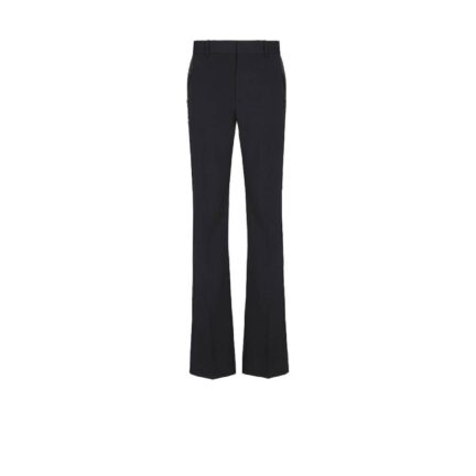 Straight-leg wool trousers with crystal embroidery