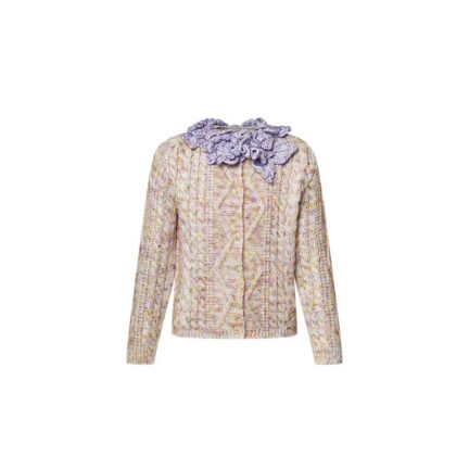 Knitted Flower Collar Cardigan